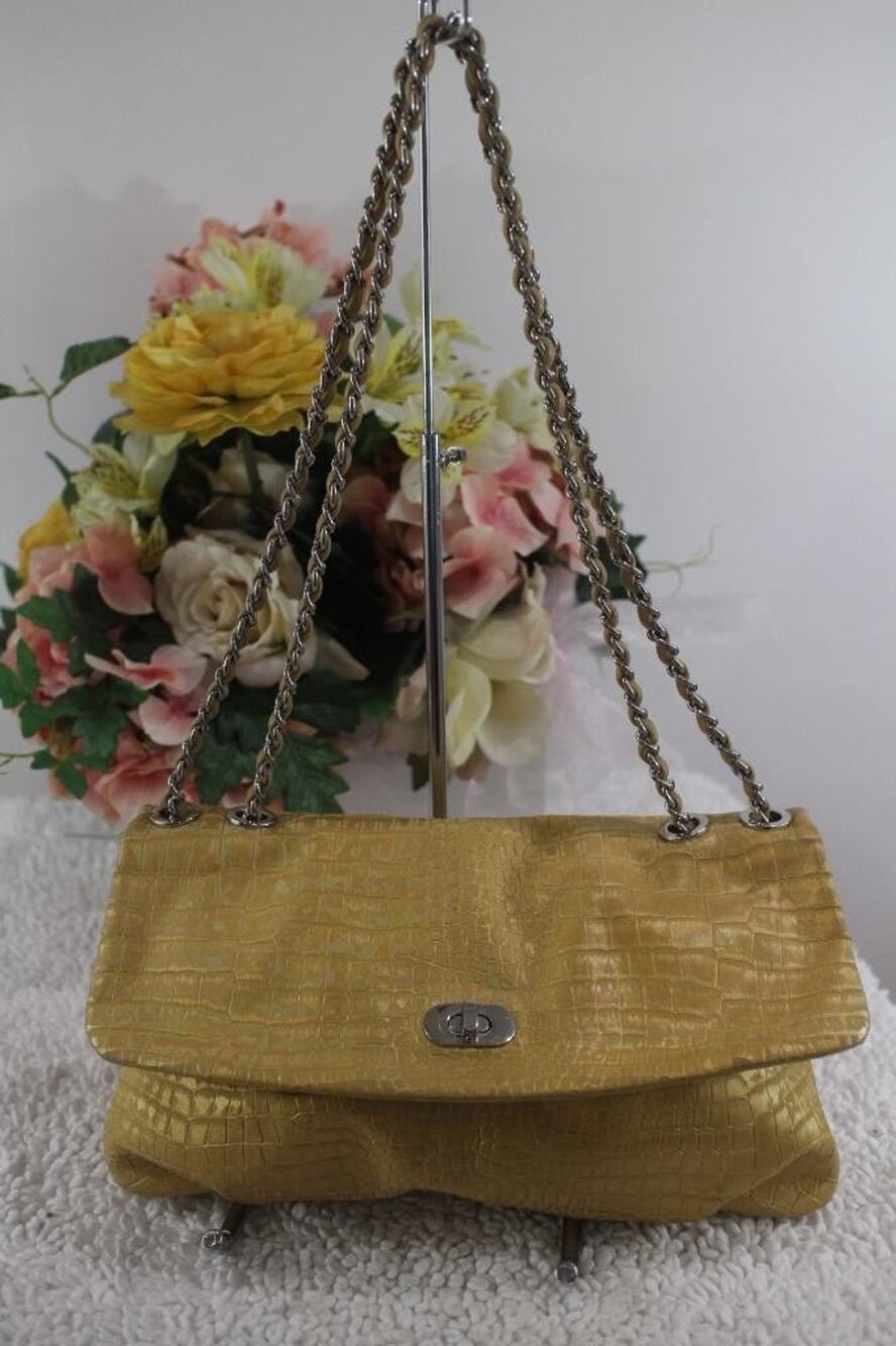 ELIE TAHARI EMORY EMBOSSED CHAINS TRAP BAG PURSE CLUTCH (PU3000